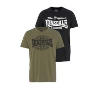 T-Shirt LONSDALE "MORHAM", Herren, Gr. XXL (60/62), grün (schwarz, olive), Single Jersey, Obermaterial: 60% Baumwolle, 40% Polyester, Rundhals, Shirts T-Shirt, Doppelpack (16639929-XXL) schwarz, olive