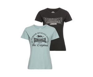 T-Shirt LONSDALE "ROWRAH", Damen, Gr. XXL, schwarz (schwarz, mint), Single Jersey, Obermaterial: 100% Baumwolle, normal, Rundhals, Shirts T-Shirt (15779861-XXL) schwarz, mint