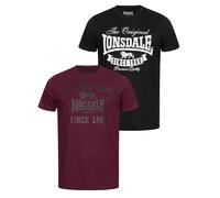 T-Shirt LONSDALE "SUSSEX-TORBAY", Herren, Gr. L (52/54), schwarz (schwarz, rot), Single Jersey, Obermaterial: 100% Baumwolle, unifarben, Rundhals, Shirts T-Shirt, Unifarbenes Design, mit Logodruck, au