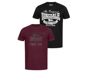 T-Shirt LONSDALE "SUSSEX-TORBAY", Herren, Gr. L (52/54), schwarz (schwarz, rot), Single Jersey, Obermaterial: 100% Baumwolle, unifarben, Rundhals, Shirts T-Shirt, Unifarbenes Design, mit Logodruck, au