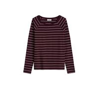 Langarmshirt MARC O'POLO DENIM "aus Loose Knit Jersey", Damen, Gr. L, rot (dunkelrot), Obermaterial: 100% Baumwolle, gestreift, Basic, relaxed fit, Rundhals, normaler Saum, Shirts Langarmshirt (465047