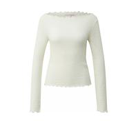 Langarmshirt QS, Damen, Gr. M (38), ecru, Web, Obermaterial: 98% Polyester, 2% Elasthan, unifarben, tailliert hüftbedeckend, U-Boot-Ausschnitt, Shirts Langarmshirt, mit gewellten Abschlüssen (42830522