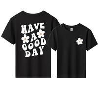 T-Shirt Mädchen Sommer Kurzarm Weisses Tshirt Kinder Baumwolle Tops für Mädchen Mode Druck Shirt Rundhals Sport Leicht Tshirts für Kinder (DE/NL/SE/PL, Alter, 9 Jahre, 10 Jahre, Regular, Schwarz)