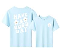 T-Shirt Mädchen Sommer Kurzarm Weisses Tshirt Kinder Baumwolle Tops für Mädchen Mode Druck Shirt Rundhals Sport Leicht Tshirts für Kinder (DE/NL/SE/PL, Alter, 3 Jahre, 4 Jahre, Regular, Blau)