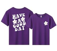 T-Shirt Mädchen Sommer Kurzarm Weisses Tshirt Kinder Baumwolle Tops für Mädchen Mode Druck Shirt Rundhals Sport Leicht Tshirts für Kinder (DE/NL/SE/PL, Alter, 5 Jahre, 6 Jahre, Regular, Lila)