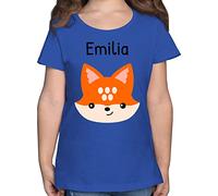 T-Shirt Mädchen - Süßer schlauer Fuchs - 104 (3/4 Jahre) - Royalblau - Fuchs-t-Shirt Kindergarten Shirt +mit+Fuchs Name kindershirts personalisiertes Tshirt Kinder Kita fuchsmotiv