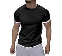 T-Shirt Männer Fitness Kurzarm Sport Quick Dry Stretch Trainingskleidung (M,Schwarz-c)