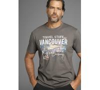 T-Shirt MAN'S WORLD, Damen, Gr. 4XL (68/70), grau (dunkel grau), Jersey, Obermaterial: 100% Baumwolle, bedruckt, regular fit, Rundhals, Shirts T-Shirt, Kurzarm, bedruckt, Rundhalsausschnitt, aus dehnb