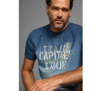 T-Shirt MAN'S WORLD, Damen, Gr. S (44/46), blau (navy, hellgrau melange), Single Jersey, Obermaterial: 95% Baumwolle, 5% Viskose, bedruckt, meliert, regular fit, Rundhals, Shirts T-Shirt, Kurzarm, Reg