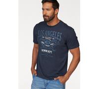 T-Shirt MAN'S WORLD, Herren, Gr. 3XL (64/66), blau (marine), Single Jersey, Obermaterial: 100% Baumwolle, bedruckt, normal, Rundhals, Shirts T-Shirt, Kurzarm, mit Print, Rundhalsausschnitt, aus Baumwo