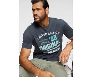 T-Shirt MAN'S WORLD, Herren, Gr. 4XL (68/70), blau (blaugrau, sch), Single Jersey, Obermaterial: 100% Baumwolle, bedruckt, normal, Rundhals, Shirts T-Shirt, Kurzarm, für die Freizeit, aus Baumwolle, T