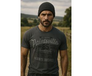 T-Shirt MAN'S WORLD, Herren, Gr. 4XL (68/70), grau (dunkelgrau), Single Jersey, Obermaterial: 100% Baumwolle, bedruckt, normal, Rundhals, Shirts T-Shirt, Kurzarm, mit stylischem Print, Rundhalsausschn