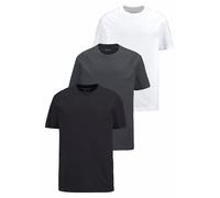 T-Shirt MAN'S WORLD, Herren, Gr. 52/54 (L), schwarz-weiß (schwarz, anthrazit, weiß), Single Jersey, Obermaterial: 100% Baumwolle, unifarben, Basic, normal, Rundhals, normaler Saum, Shirts T-Shirt, Kur