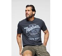 T-Shirt MAN'S WORLD, Herren, Gr. 5XL (72/74), blau (nachtblau), Single Jersey, Obermaterial: 100% Baumwolle, bedruckt, normal, Rundhals, Shirts T-Shirt, Kurzarm, mit stylischem Print, Rundhalsausschni