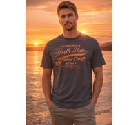 T-Shirt MAN'S WORLD, Herren, Gr. 5XL (72/74), grau (anthrazit, melange), Single Jersey, Obermaterial: 60% Baumwolle, 40% Polyester, bedruckt, meliert, normal, Rundhals, Shirts T-Shirt, Kurzarm, bedruc