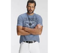 T-Shirt MAN'S WORLD, Herren, Gr. L (52/54), blau (blaugrau), Single Jersey, Obermaterial: 100% Baumwolle, bedruckt, normal, Rundhals, Shirts T-Shirt, Kurzarm, mit Print, Rundhalsausschnitt, aus Baumwo