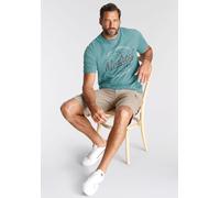 T-Shirt MAN'S WORLD, Herren, Gr. L (52/54), blau (türkis melange), Single Jersey, Obermaterial: 60% Baumwolle, 40% Polyester, bedruckt, meliert, normal, Rundhals, Shirts T-Shirt, Kurzarm, lässige Pass