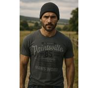 T-Shirt MAN'S WORLD, Herren, Gr. L (52/54), grau (dunkelgrau), Single Jersey, Obermaterial: 100% Baumwolle, bedruckt, normal, Rundhals, Shirts T-Shirt, Kurzarm, mit stylischem Print, Rundhalsausschnit