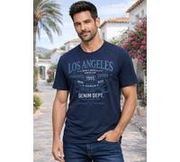 T-Shirt MAN'S WORLD, Herren, Gr. M (48/50), blau (marine), Single Jersey, Obermaterial: 100% Baumwolle, bedruckt, regular fit, Rundhals, Shirts T-Shirt, Kurzarm, mit Print, Rundhalsausschnitt, aus Bau