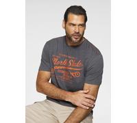 T-Shirt MAN'S WORLD, Herren, Gr. M (48/50), grau (anthrazit, melange), Single Jersey, Obermaterial: 60% Baumwolle, 40% Polyester, bedruckt, meliert, normal, Rundhals, Shirts T-Shirt, Kurzarm, bedruckt