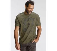 T-Shirt MAN'S WORLD, Herren, Gr. M (48/50), grün (oliv), Single Jersey, Obermaterial: 100% Baumwolle, bedruckt, normal, Rundhals, Shirts T-Shirt, Kurzarm, Regular Fit, mit Print, Rundhals, im Used-Loo