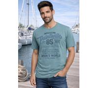 T-Shirt MAN'S WORLD, Herren, Gr. XL (56/58), blau (blau, grau), Single Jersey, Obermaterial: 100% Baumwolle, bedruckt, normal, Rundhals, Shirts T-Shirt, Kurzarm, mit stylischem Print, Rundhalsausschni