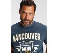 T-Shirt MAN'S WORLD, Herren, Gr. XXL (60/62), blau, Single Jersey, Obermaterial: 100% Baumwolle, bedruckt, normal, Rundhals, Shirts T-Shirt, Kurzarm, bedruckt, Rundhalsausschnitt, aus Baumwolle, Topse