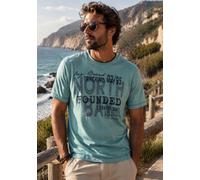 T-Shirt MAN'S WORLD, Damen, Gr. 5XL (72/74), blau (agua), Jersey, Obermaterial: 100% Baumwolle, bedruckt, normal, Rundhals, Shirts T-Shirt, Kurzarm, lässige Passform, mit coolem Print, Rundhalsausschn