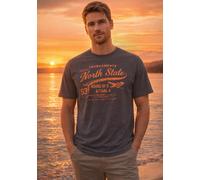 T-Shirt MAN'S WORLD, Herren, Gr. XXL (60/62), grau (anthrazit, melange), Single Jersey, Obermaterial: 60% Baumwolle, 40% Polyester, bedruckt, meliert, normal, Rundhals, Shirts T-Shirt, Kurzarm, bedruc