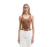 T-Shirt MARC O'POLO "aus elastischem Rippjersey", Damen, Gr. XL, burnt braun, Obermaterial: 97% Baumwolle, 3% Elasthan, unifarben, regular fit, tiefer Rundhals, Shirts T-Shirt (79130855-XL) burnt brau