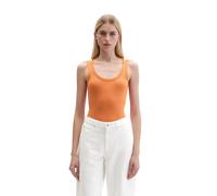 T-Shirt MARC O'POLO "aus elastischem Rippjersey", Damen, Gr. XXL, warm orange, Obermaterial: 97% Baumwolle, 3% Elasthan, unifarben, slim fit, tiefer Rundhals, Shirts T-Shirt (41839826-XXL) warm orange