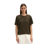 T-Shirt MARC O'POLO "aus fließendem Lyocell-Baumwolle-Mix", Damen, Gr. L, mossy earth, Obermaterial: 67% Lyocell, 33% Baumwolle, unifarben, Basic, regular fit, Rundhals, normaler Saum, Shirts T-Shirt 
