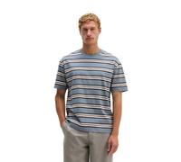 T-Shirt MARC O'POLO "aus garngefärbter Bio-Baumwolle", Herren, Gr. M, medium blau, Obermaterial: 100% Baumwolle, gestreift, Basic, relaxed fit, Rundhals, normaler Saum, Shirts T-Shirt (65957944-M) med