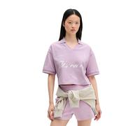 T-Shirt MARC O'POLO "aus Heavy Jersey", Damen, Gr. L, rosa (vibrant lila), Obermaterial: 100% Baumwolle, bedruckt, Basic, Rippbündchen, Shirts T-Shirt (99933955-L) vibrant lila