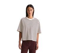 T-Shirt MARC O'POLO "aus Light Sweat", Damen, Gr. M, weiß (dunkelrot), Obermaterial: 100% Baumwolle, gestreift, Basic, oversize, Rundhals, Shirts T-Shirt (29256939-M) dunkelrot
