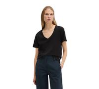 Marc O'Polo Damen T-Shirt mit V-Ausschnitt Regular Fit, Schwarz (Black), S