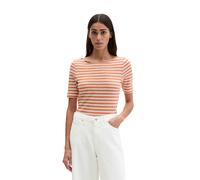 T-Shirt MARC O'POLO "aus Organic Cotton-Jersey", Damen, Gr. XXL, schwarz orange, Obermaterial: 100% Baumwolle, gestreift, Basic, regular fit, U-Boot-Ausschnitt, normaler Saum, Shirts T-Shirt (36748769