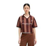 T-Shirt MARC O'POLO "aus Organic Cotton-Mix", Damen, Gr. S, braun (mid braun), Obermaterial: 81% Baumwolle, 15% Polyester, 4% Elasthan, gestreift, Basic, Bündchen, Shirts T-Shirt (51762163-S) mid brau