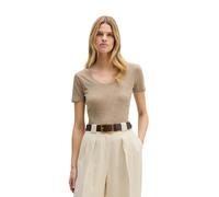 T-Shirt MARC O'POLO "aus reiner Baumwolle", Damen, Gr. S, beige (earthy taupe), Obermaterial: 100% Baumwolle, unifarben, Basic, regular fit, tiefer Rundhals, normaler Saum, Shirts T-Shirt (73135006-S)
