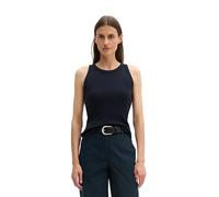 T-Shirt MARC O'POLO "aus Rippjersey", Damen, Gr. XL, blau (maniac midnight), Obermaterial: 100% Baumwolle, unifarben, regular fit, Rundhals, Shirts T-Shirt (37691421-XL) maniac midnight