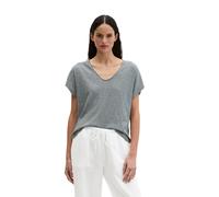 T-Shirt MARC O'POLO "aus Slub-Jersey", Damen, Gr. XS, quiet sea, Obermaterial: 100% Baumwolle, unifarben, Basic, loose fit, V-Ausschnitt, normaler Saum, Shirts T-Shirt (45194257-XS) quiet sea