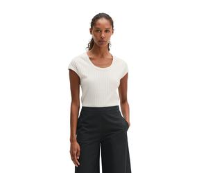 T-Shirt MARC O'POLO "aus softem Modal-Organic-Cotton-Mix", Damen, Gr. L, weiß (weiß cotton), Obermaterial: 50% Modal, 50% Baumwolle, unifarben, Basic, slim fit, tiefer Rundhals, Shirts T-Shirt (481411