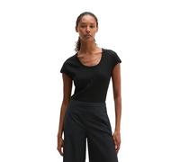 T-Shirt MARC O'POLO "aus softem Modal-Organic-Cotton-Mix", Damen, Gr. XS, schwarz, Obermaterial: 50% Modal, 50% Baumwolle, unifarben, Basic, slim fit, tiefer Rundhals, Shirts T-Shirt (41035038-XS) sch