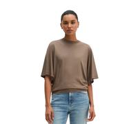 T-Shirt MARC O'POLO "aus TENCEL™ Lyocell-Baumwolle-Mix", Damen, Gr. S, braun (stone taupe), Obermaterial: 67% Lyocell, 33% Baumwolle, unifarben, Basic, oversize, Rundhals, normaler Saum, Shirts T-Shir