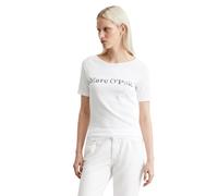 T-Shirt MARC O'POLO "aus weichem Slub-Jersey", Damen, Gr. XS, weiß (m100), Obermaterial: 100% Baumwolle, unifarben, Basic, skinny fit, V-Ausschnitt, normaler Saum, Shirts T-Shirt (86467916-XS) m100