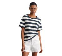 T-Shirt MARC O'POLO, Damen, Gr. S, multi, muted blau, Jersey, Obermaterial: 100% Baumwolle, loose fit, Rundhals, Shirts T-Shirt, seitliche Schlitze, geringelt (47267530-S) multi, muted blau