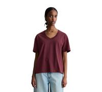 T-Shirt MARC O'POLO DENIM "aus Baumwoll-Single-Jersey", Damen, Gr. S, merlot rot, Obermaterial: 100% Baumwolle, unifarben, Basic, regular fit, V-Ausschnitt, normaler Saum, Shirts T-Shirt (62413846-S)