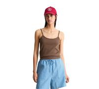 T-Shirt MARC O'POLO DENIM "aus Bio-Baumwolle-Mix", Damen, Gr. XXL, umbra braun, Obermaterial: 58% Baumwolle, 38% Polyester, 4% Elasthan, unifarben, slim fit, Rundhals, Shirts T-Shirt (12005408-XXL) um