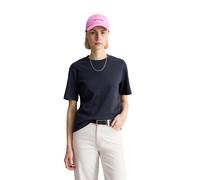 T-Shirt MARC O'POLO DENIM "aus Interlock-Jersey", Damen, Gr. S, blau depths, Obermaterial: 100% Baumwolle, unifarben, Basic, regular fit, Rundhals, normaler Saum, Shirts T-Shirt (57891900-S) blau dept