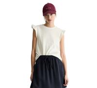 T-Shirt MARC O'POLO DENIM "aus Material-Mix", Damen, Gr. XL, silky weiß, Obermaterial: 100% Baumwolle, unifarben, Basic, regular fit, Rundhals, Rüschen, Shirts T-Shirt (81689369-XL) silky weiß